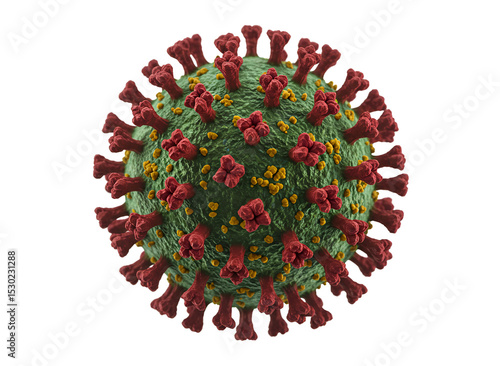 Coronavirus sars cov 2 virus particle isolated on transparent background