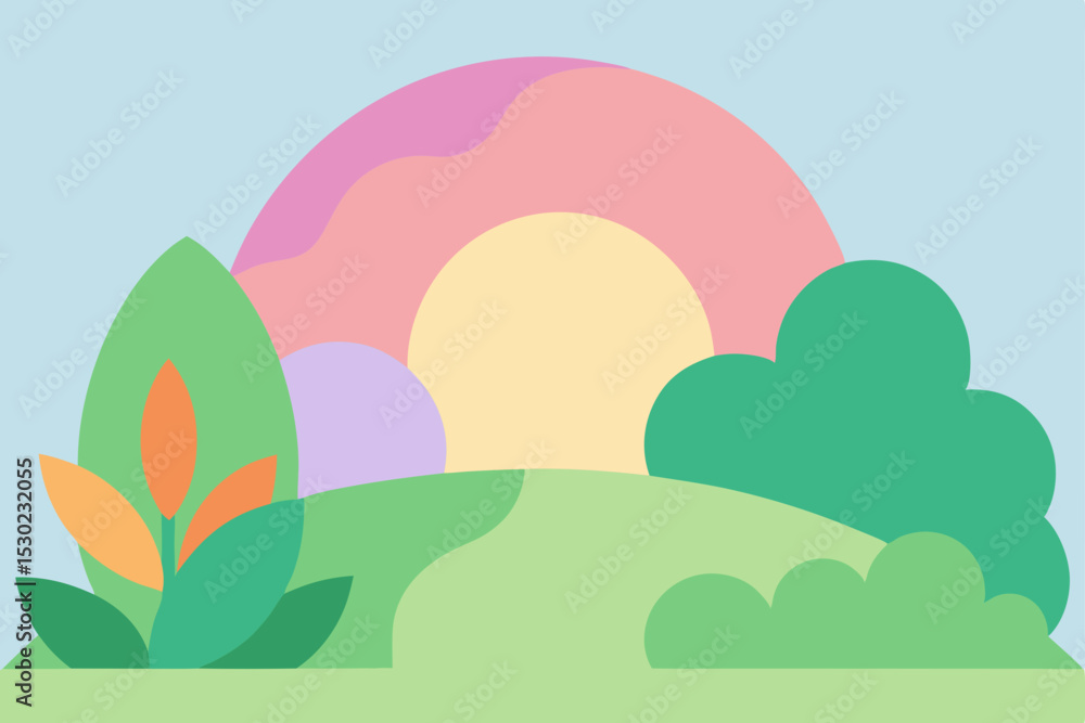 Obraz premium landscape with trees and flowers