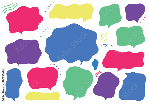 カラフルでふにゃふにゃしたふきだしセット