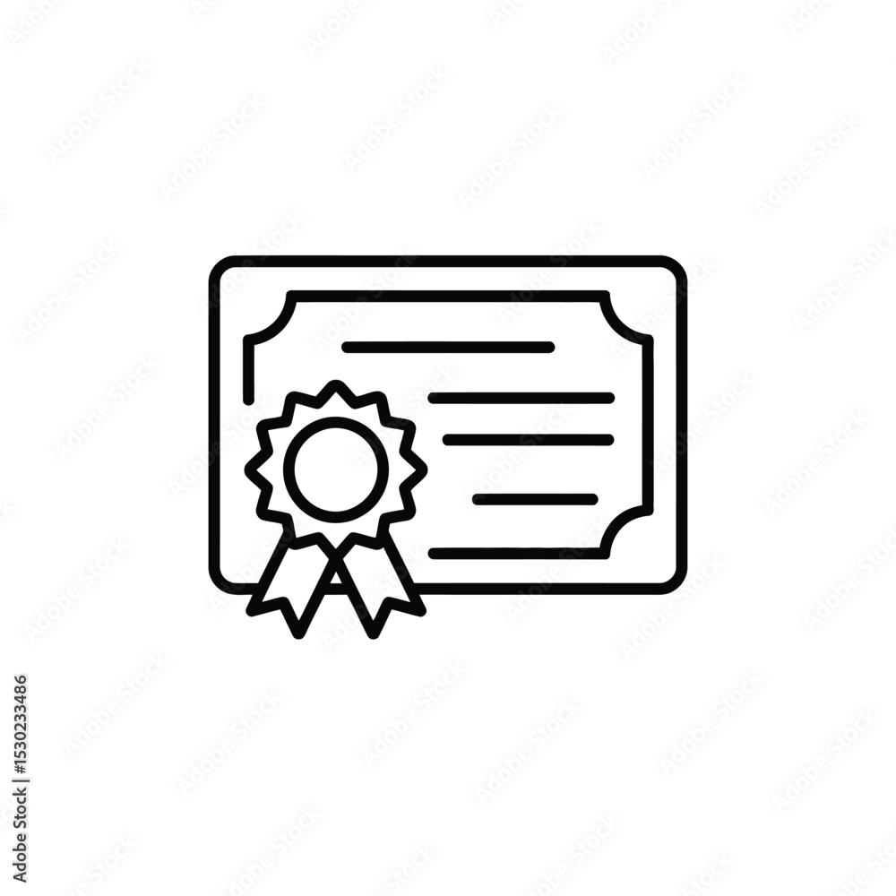 Certificate with Rosette Icon Achievement Recognition and Qualification Symbol Certificate with Rosette Icon Achievement Recognition and Qualification Symbol