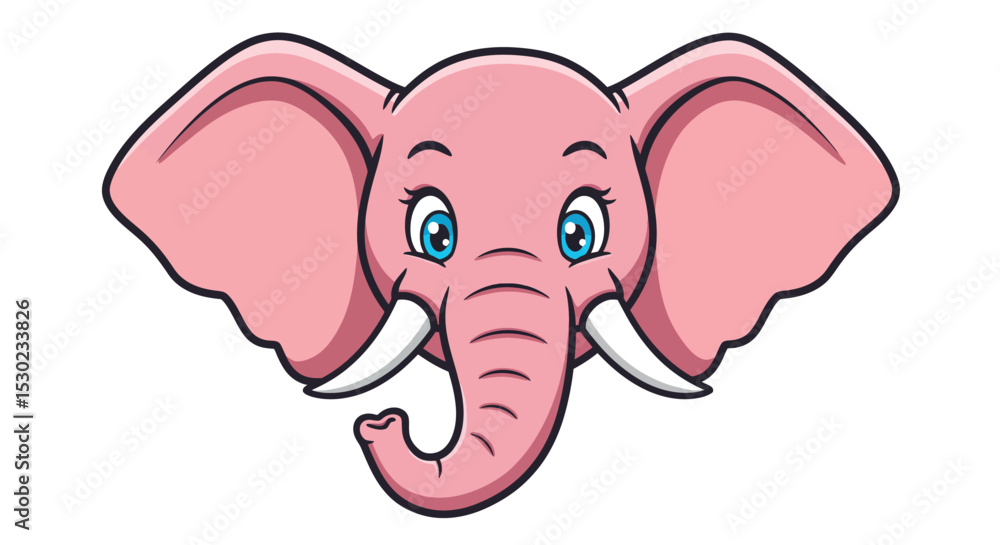 Fototapeta premium Cute happy elephant head cartoon illustration