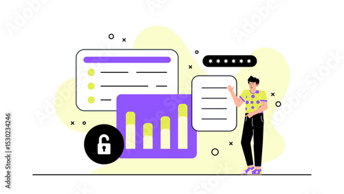 Person presenting a password protected data form, suitable for cybersecurity concepts, data protection training, information security presentations, digital privacy tutorials.