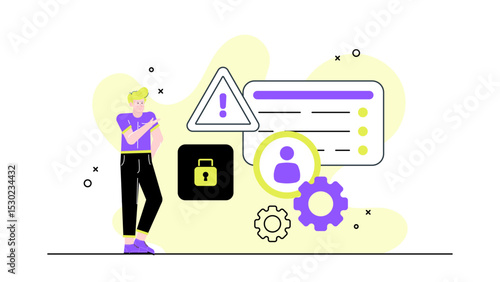 Man pointing to a lock with a keyhole, symbolizing security, protection, and access control. Suitable for security concepts and locksmith services.