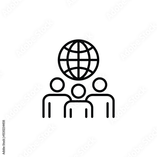 Global Teamwork Icon People Connected Under a World Globe