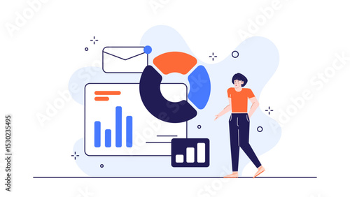 Person analyzing various charts and data. Suitable for financial presentations, data analysis articles, stock market reports, and business infographics.