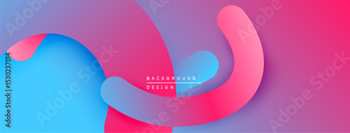 Abstract fluid shapes, vibrant pinks, blues create modern background. Smooth gradients, dynamic composition. Minimalist design element.