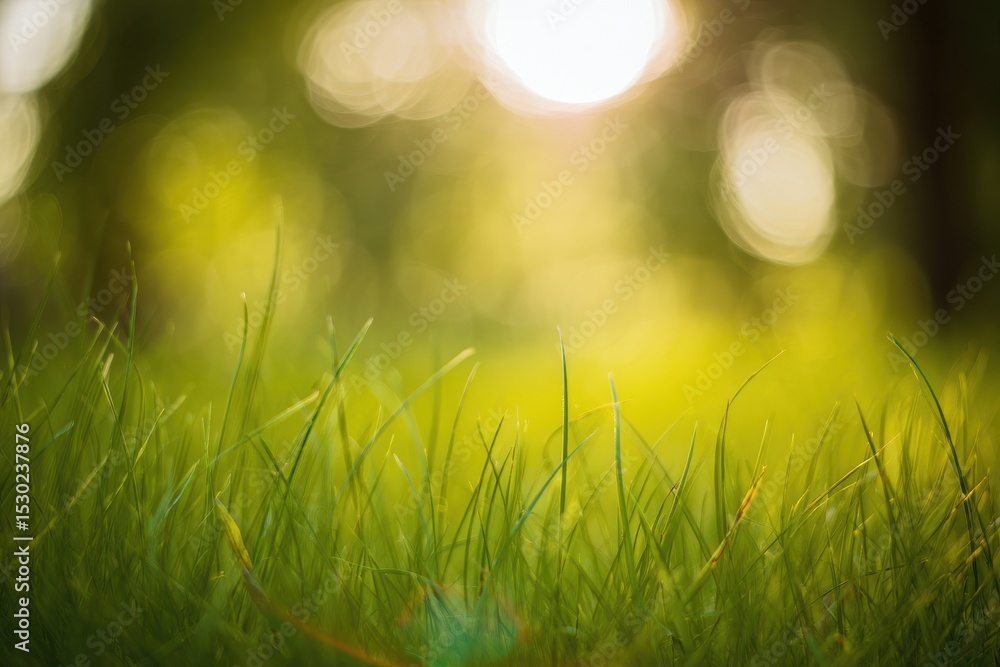 Fototapeta premium Sunlight filtering through lush green grass