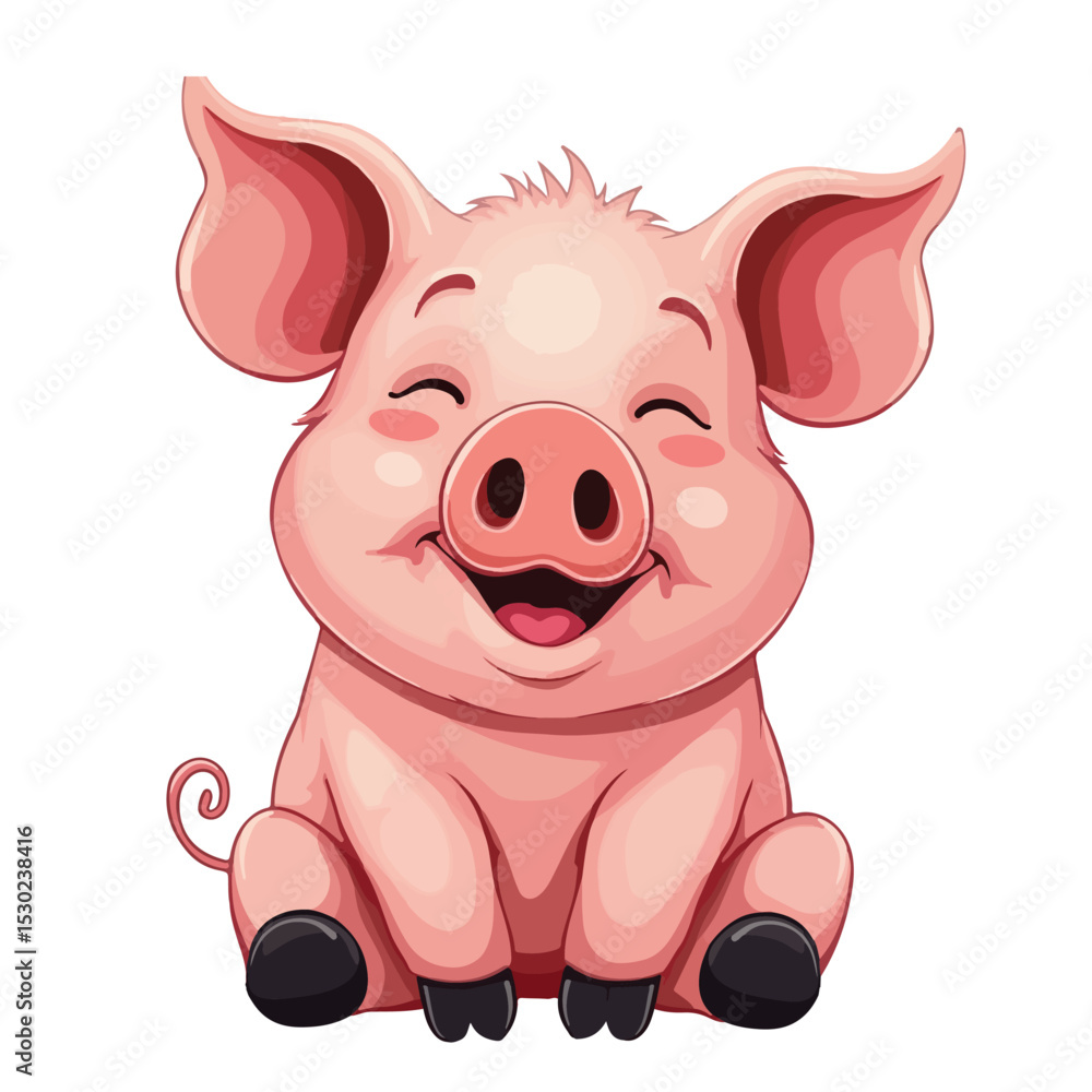 Fototapeta premium Hand drawn cartoon pig vector illustration