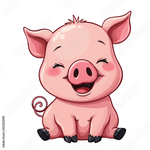 
Hand drawn cartoon pig vector illustration