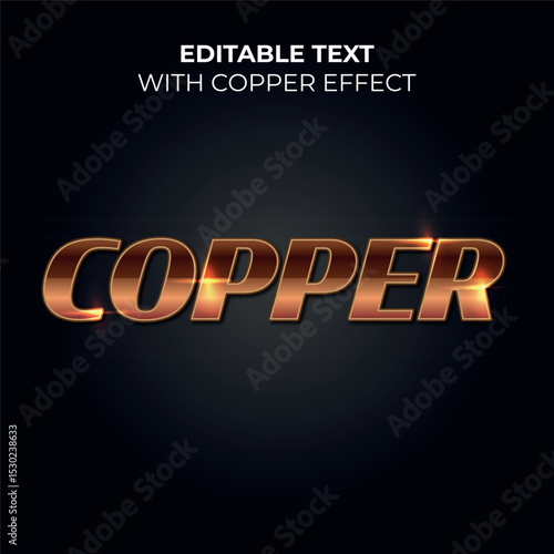 editable text with copper effect