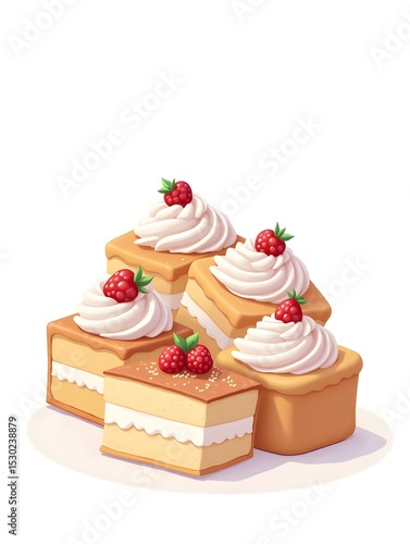 Collection of cake on white background. christmas and new year concept