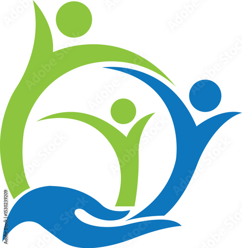 Abstract connected unity people community logo design vector icon