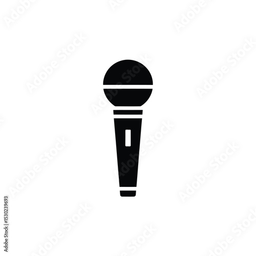 Microphone Illustration Black Mic Isolated on White Background for Media Design
