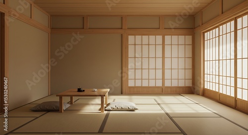 Wallpaper Mural Empty room, Clean japanese traditional style wooden design minimalist room interior Torontodigital.ca