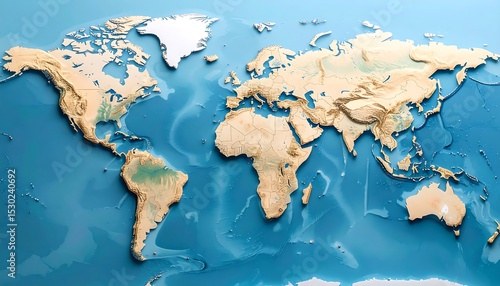 Clean Design Sea Route Map, Continents