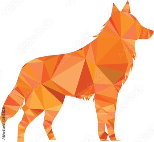 Geometric wolf silhouette illustration isolated on white background design for creative projects.