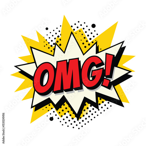 Retro comic book style omg speech bubble vector illustration on white background