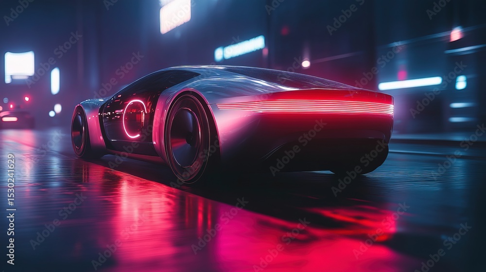 Naklejka premium A fully automated self-driving car navigating through WiFi GPS signals 
