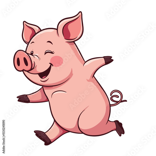 
Hand drawn cartoon pig vector illustration