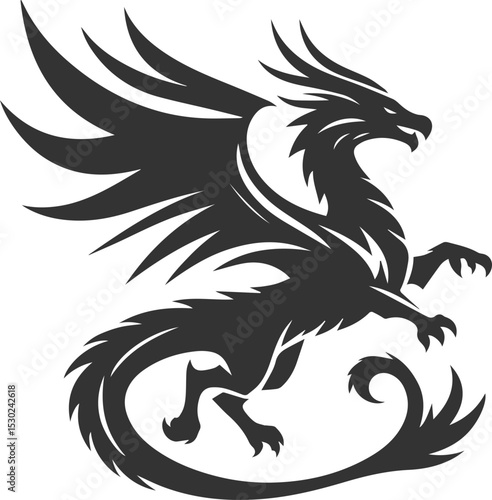 Wallpaper Mural Vector drawing silhouette of a flying dragon illustration Torontodigital.ca