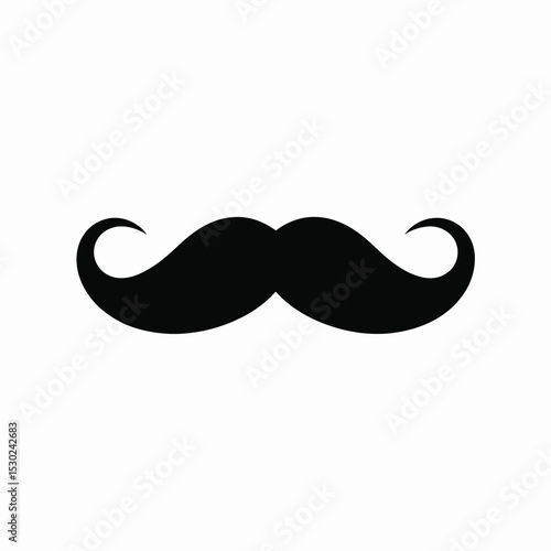 Black handlebar mustache isolated on white background vintage style