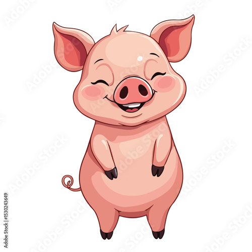 
Hand drawn cartoon pig vector illustration