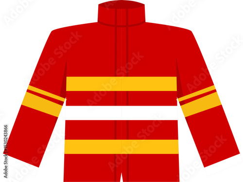 Red and Yellow Firefighter Uniform Illustration, Flat Design