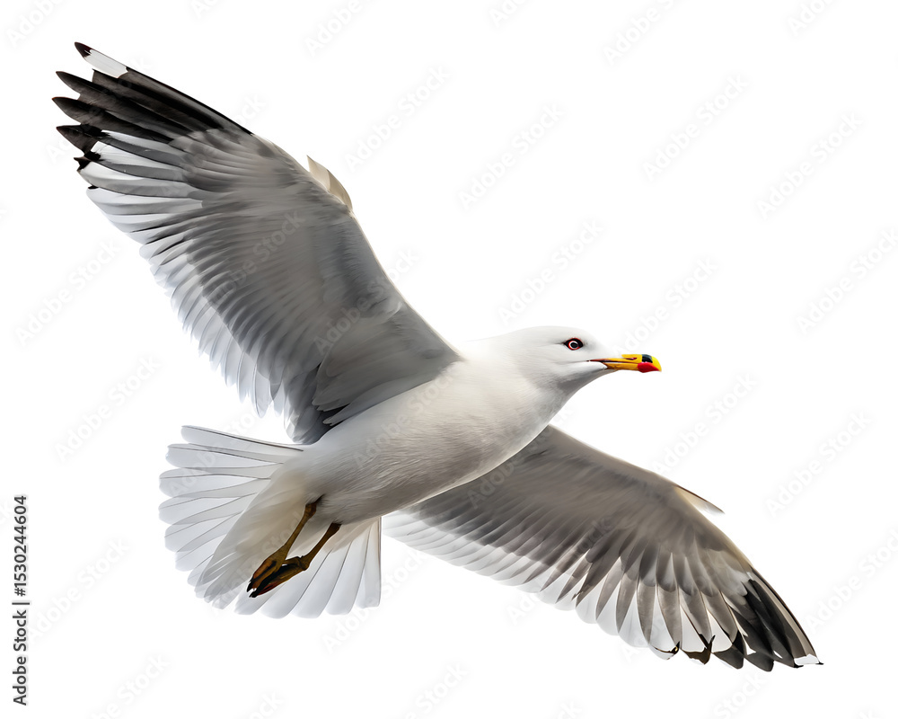 Fototapeta premium seagull in mid flight with wings spread