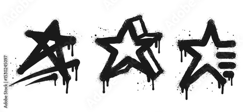 Spray painted graffiti Star sign in black over white. Star drip symbol. isolated on white background
