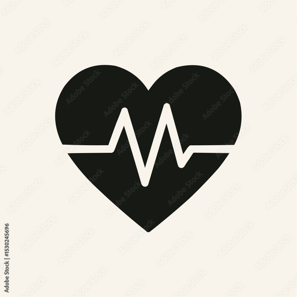 Heart health and medical care icon: a symbol of life's pulse, electrocardiogram, and cardiology Heart health and medical care icon: a symbol of life's pulse, electrocardiogram, and cardiology