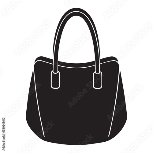 handbag sketch icon silhouette vector Collection of six black and white tote bags with different designs and handle styles illustrated
