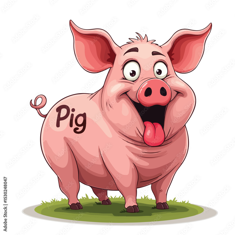 Naklejka premium Hand drawn cartoon pig vector illustration