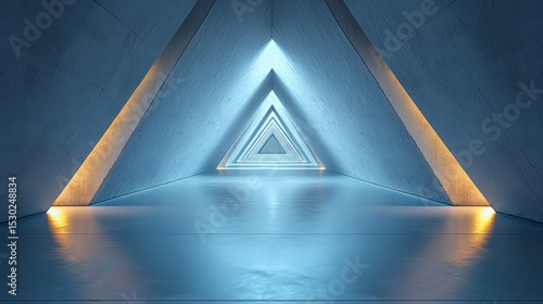 Fototapeta Naklejka Na Ścianę i Meble -  Abstract Futuristic Triangular Tunnel