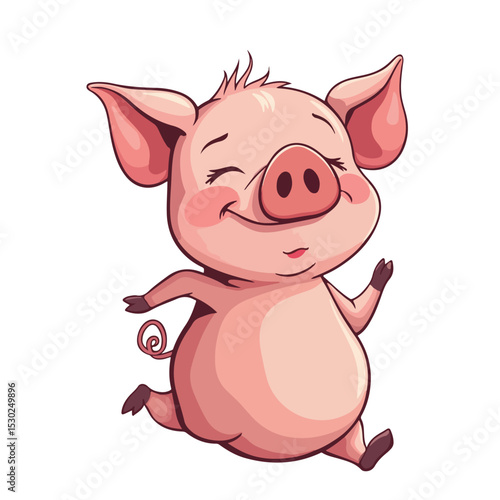
Hand drawn cartoon pig vector illustration