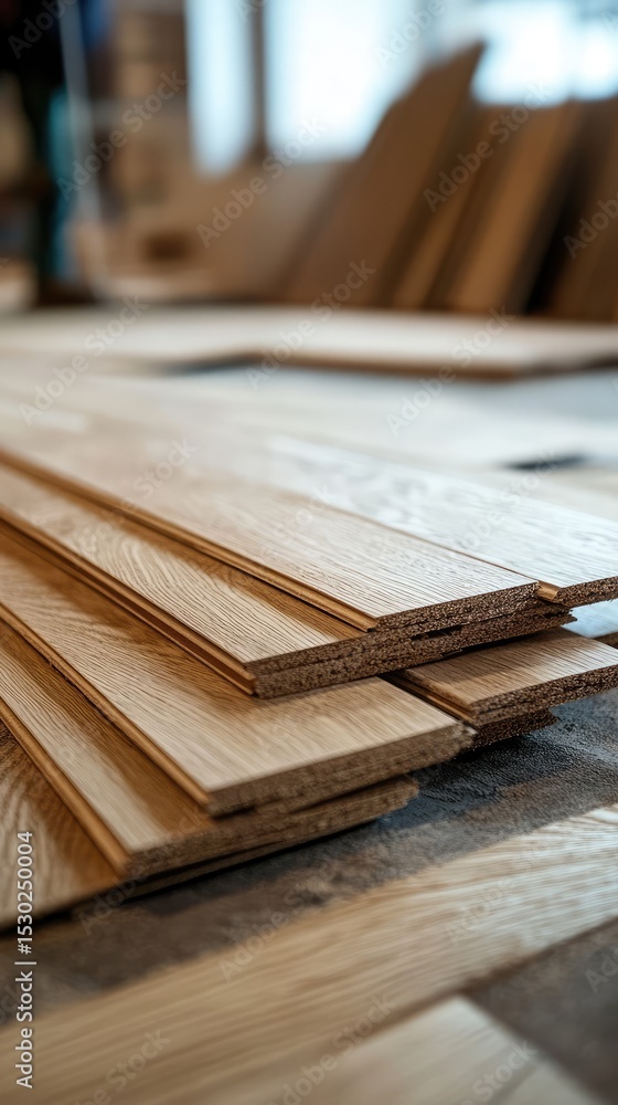 A stack of wood planks are on a table A stack of wood planks are on a table