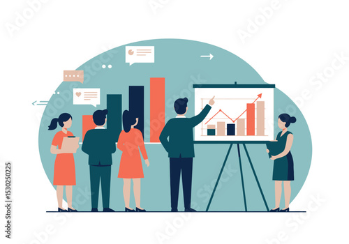 Business Presentation: Team Analyzing Growth Chart