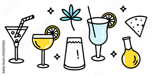 Cocktail drinks menu graphic design illustration