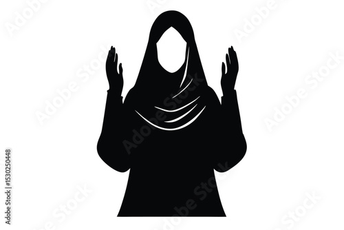 Silhouette of a woman in a burqa making dua