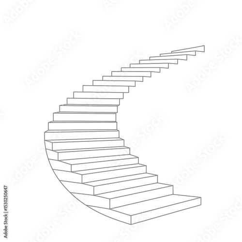 Minimalist Illustration of a Curved Staircase on a White Background