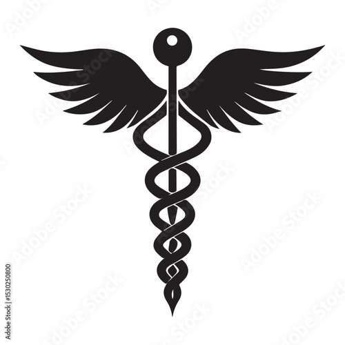 caduceus medical symbol on white background