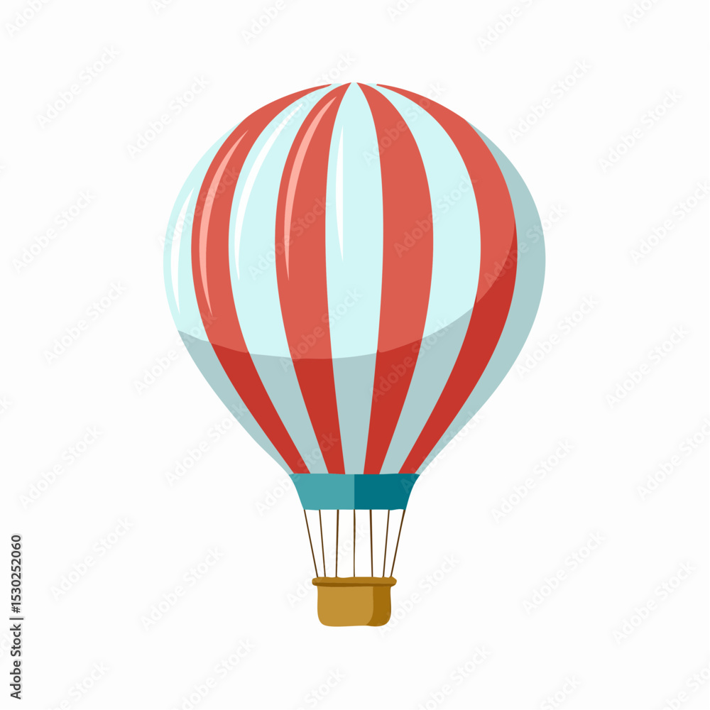Naklejka premium A cartoon illustration of a hot air balloon, featuring red and white stripes.