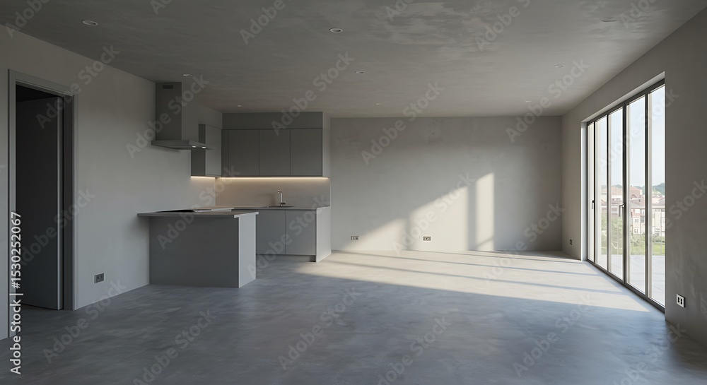 Obraz premium interior of the apartment without decoration in gray colors