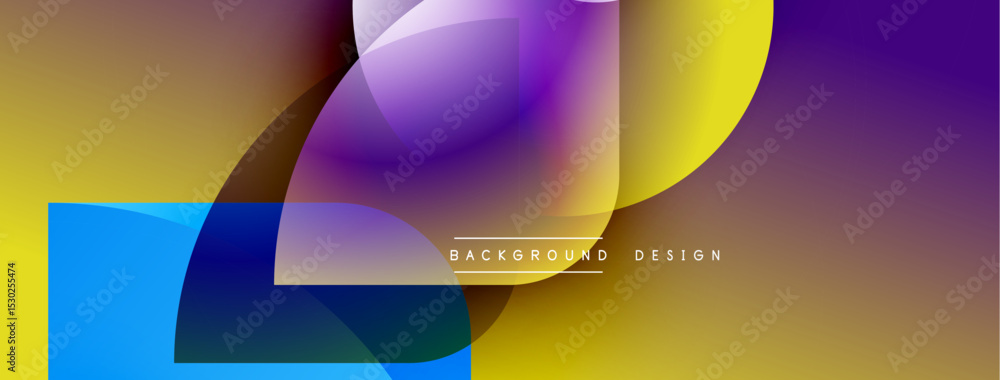 Obraz premium Abstract colorful overlapping shapes create dynamic background. Gradient hues blend, forming modern visual composition.