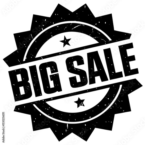 Grunge style big sale badge with stars silhouette vector illustration