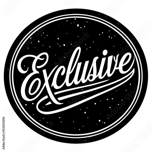 Exclusive text inside oval frame with dots silhouette vector illustration