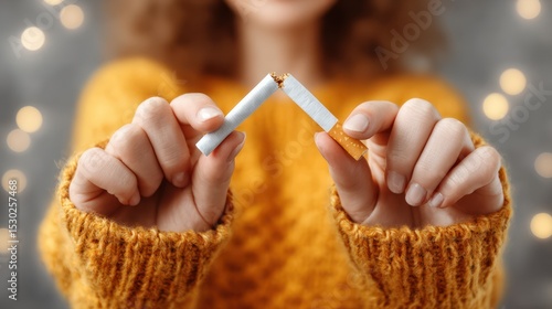 Breaking free from the hold of smoking with a determined gesture of empowerment