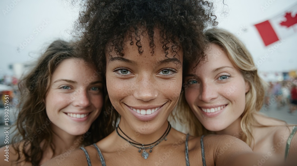 Gathering of friends celebrating on a rooftop with Canadian spirit during a golden hour sunset Gathering of friends celebrating on a rooftop with Canadian spirit during a golden hour sunset
