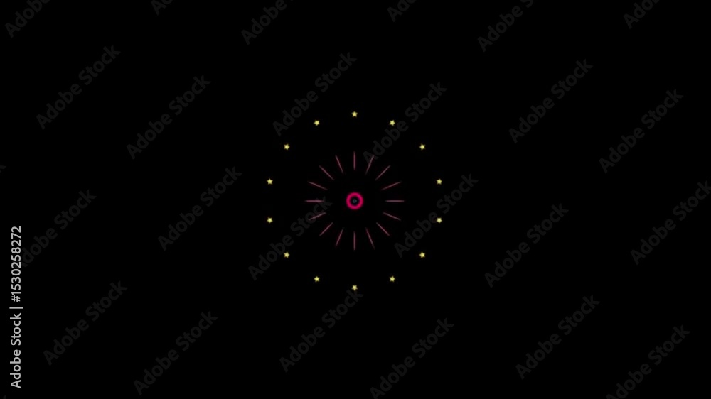 Bursting Circle Animation with Sparkling Line Explosions in 4K. Festive Fireworks Effect for New Year or Holiday Projects Bursting Circle Animation with Sparkling Line Explosions in 4K. Festive Fireworks Effect for New Year or Holiday Projects