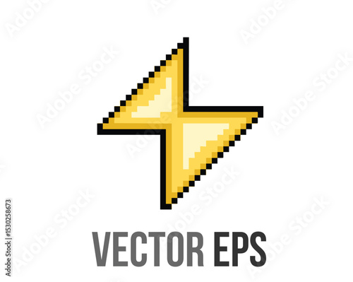 8 bits pixel art yellow thunder bolt powerful volt icon