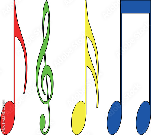 popular music note color in vector